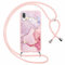 ZhuoFan Handykette Handyhülle für Samsung Galaxy A40 Hülle mit Band, Aesthetic Rosa Marmor Motiv Schutzhülle mit Kordel zum Umhängen, Weich TPU Silikon Stoßfeste Necklace Lanyard Case