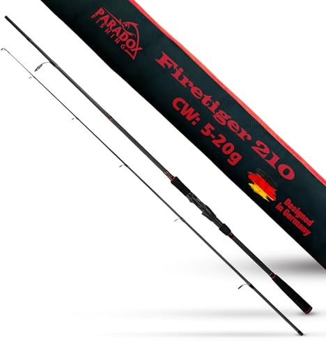 Paradox Fishing Firetiger Spinnrute I 2,1m 5-20g I Spinnruten perfekt für Barsch Rute
