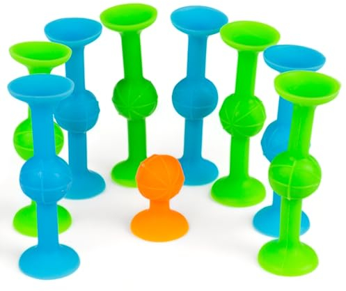 MIJOMA Saug-Dartspiel, 9-teiliges Set für drinnen & draußen, mit draußen, mit Silikon-Dartpfeilen & Saugnapf-Boccia – trendiges & langlebiges Spielzeug für Groß und Klein