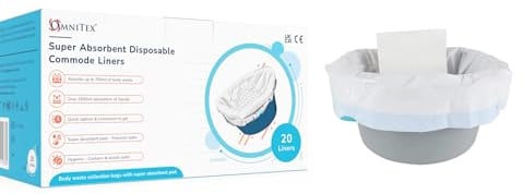 Omnitex Toilettenbeutel mit hoher Saugfähigkeit, 2500 ml, Bettpfanneneinlagen mit 80 % SAP-Granulat-Gel-Konvertierungspad, starke tragbare Toilettentasche für Erwachsene, mit Kordelzug und SAP-Pad,