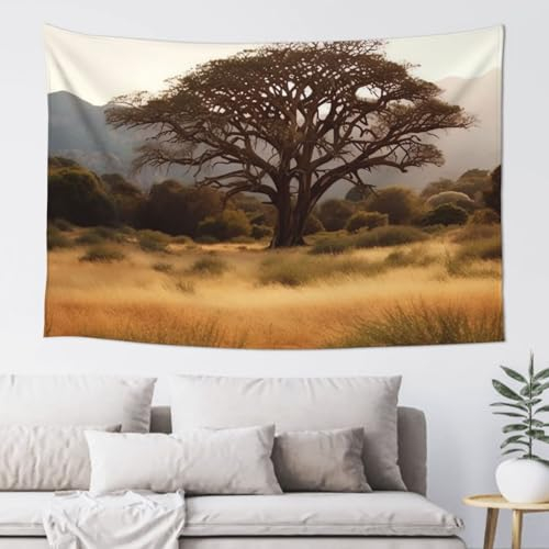 KHiry Wandteppich für Wohnzimmer, Wandbehang, Afrika, Baum, weicher Biber, ästhetische Dekoration, Wandteppiche für Schlafzimmer, Wohnheim