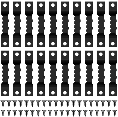 Caianwin 20 ganci dentellati con viti, piccoli ganci per appendere quadri, tele, quadri, opere d'arte (nero)
