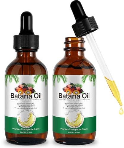 Batana öl für Haare Kaltgepresst 2 Stück, Stimulieren das Haarwachstum, Reines Batana-Öl zur Befeuchtung und Reparatur von Trockenem, Geschädigtem Haar und zur Hautpflege