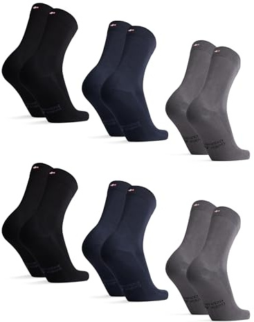 DANISH ENDURANCE Bambus Socken, Business Socken, Bunte Socken, Atmungsaktive Socken, Herren & Damen, 3 & 6 Paar, Mehrfarbig (2x Schwarz, 2x Grau, 2x Marineblau), 35-38