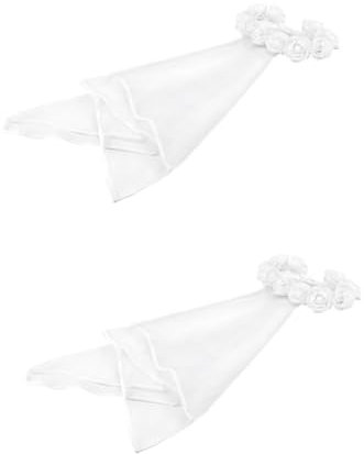 LIFKOME 2pièces Voile De Mariée Blanc Avec Décoration Roses Accessoire Élégant Pour Coiffure Mariée Pour Nuptiales Photos