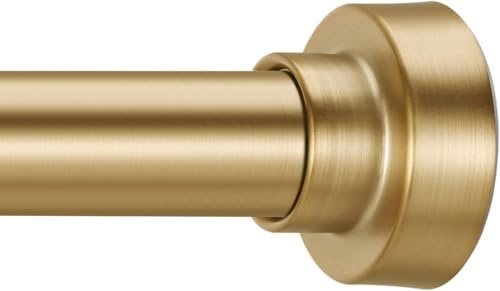 YNL Ausziehbare Duschvorhangstange, verstellbare Federspannung Gardinenstange ohne Bohren, rutschfest, rostet nicht, Edelstahl, für kleine Fenster, Waschküsche, Eingang, 86-167 cm, goldfarben