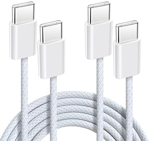 Anysea Cable USB C a USB C Carga Rápida:3A 60W Cable Tipo C a Tipo C Cargador Cable Nylon Datos Cable USBC Compatible con iPhone 16 15 Pro Max Galaxy S24 S23 iPad Pro/Air MacBook Pro/Air, 2Pack 1M