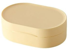 Boîte à savon de voyage - Porte-savon rond portable anti-fuite - Étanche - 12,5 x 8 x 4 cm - Jaune