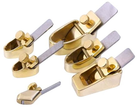 Yinfente Lot de 6 rabots en laiton pour violon/alto/violoncelle avec lames en acier, fond plat, tranchants et durables