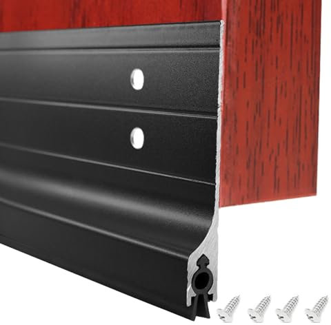 RUIPUOWNO Metal Door Bottom Seal Strip, Self Adhesive Draft Excluder Tape for Noise Proof and Energy Saving, 39''/1m, Aluminum Alloy Under Door Draft Stopper, Mice Seal Strip,Type B,0~46mm