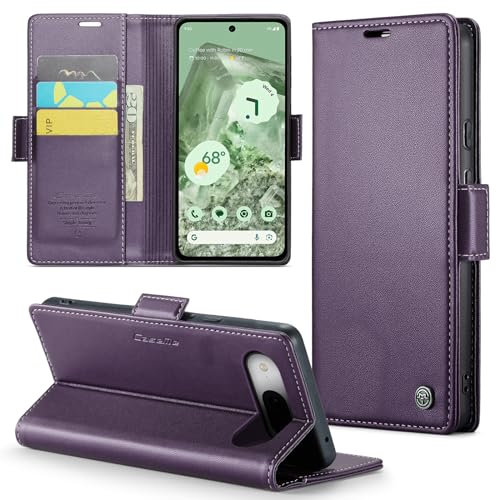 Rerzoiro for Google Pixel 8A Case, Premium PU Leather Wallet Case Flip Cover with [RFID Blocking][Card Holder][Stand Function] Shockproof Protective for Google 8A, Purple