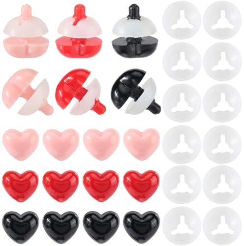 GORGECRAFT Sicherheitsaugen Für Stofftiere 60mm Schwarz Rot Rosa Herz Kunststoff Tieraugen Mit Unterlegscheiben Zum Basteln Herstellen von Ausgestopften Puppenaugen Für Puppen Teddys Häkeln Plüschtie