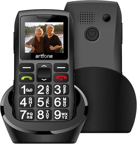 KELIN Telefono Cellulare per Anziani 2G con Tasti Grandi, SOS, Doppia SIM, Volume Extra-Alto, Radio FM/MP3/Bluetooth, Torcia Integrata, Batteria 1800mAh + Base di Ricarica, Espansione MicroSD (Nero)
