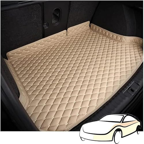 Auto Kofferraummatte für Porsche Macan (2014–2018), Wasserdicht Kofferraumwanne Schutzmatte Antirutsch Kofferraum Schutz Interieur Zubehör,4 Beige