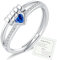 Anti Stress Ring Anxiety Ringe mit Perlen für Damen Silber 925 Herz Ring mit Zirkonia Angstring Offen Verstellbar Spinner Fidget Ringe Frauen Hypoallergen Stimmungsring gegen Stress Unisex-Dunkelblau