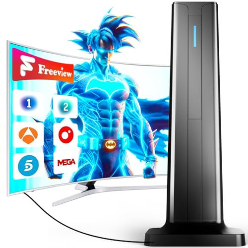 Antena TV Interior 2025, 360+ Millas Receptor Digital 4K/1080P con Base Magnética, Capta Todos los Canales Locales, Cable Coaxial 5m, para Smart TV