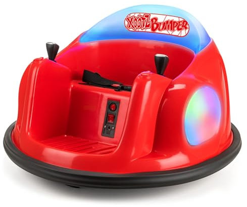 Xootz Toy Bumper Car, Kids Electric Ride-on, 360 Rotation Spin, Two Joy Sticks, Colourful LED Lights and Remote Control, Red, Ages 18 Months +