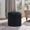 OHS Black Round Ottoman Storage Box Matte Velvet, Upholstered Storage Ottoman Footrest with Hidden Storage & Lid For Living Room Bedroom or Entryway, One Size