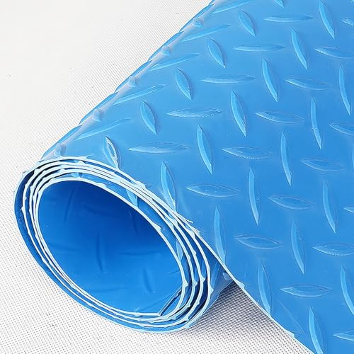 FVTVHEV Parkmatte für Garagenboden PVC-Garagenbodenmatte 1,5 mm dick Antivibrations- und Schalldämmung Gummi-Garagenbodenmatte Leicht zu reinigen Geeignet für den Innen- und Außenbereich(Blau,0.6x5m)