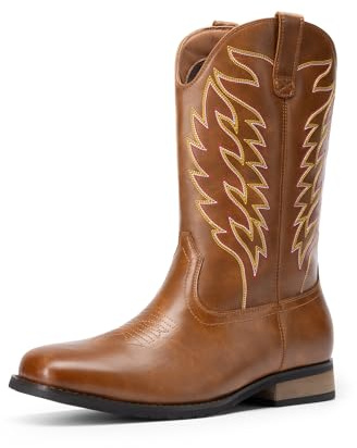 Bruno Marc Stivali Cowboy Uomo con Ricami e Suola Gomma,Marrone,39.5