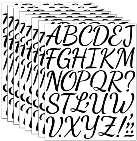 8 Blätter Buchstaben Aufkleber Groß (5 cm),288 Stücke Vinyl Selbstklebende Buchstaben Aufkleber, Wasserfester Sticker für Postfach,Scrapbooking,Adressnummer,DIY Handwerk (Schwarz)