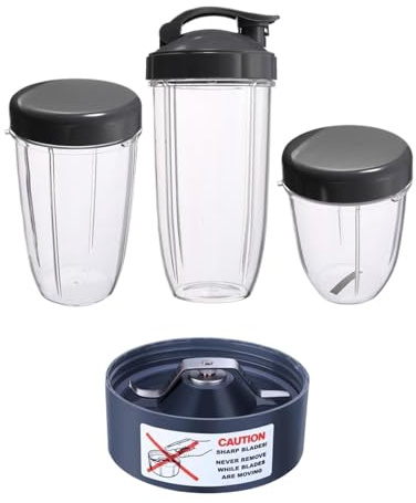 7 pièces for extracteur de jus Nutribullet: 6 pièces, 3 tasses de rechange + 3 couvercles / 1 lame d'extraction 600W, joint de lame droite