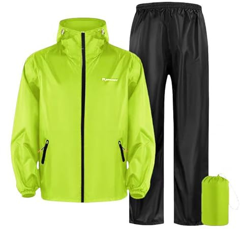 Generisch Robusta tuta da lavoro da uomo resistente alla pioggia con giacca rimovibile pantaloni per uso esterno in moto, verde, 6XL