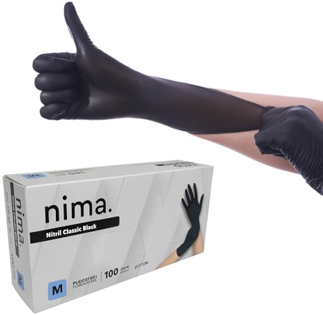 EMYU Nitrilhandschuhe Schwarz (XL) 100 Stück – Einweghandschuhe Puderfrei & Latexfrei – Stylische Einmalhandschuhe für Tattoo, Barber, Gastronomie & Werkstatt – Reißfeste PSA Kat. III