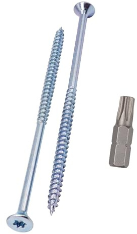 SKIR'CO (50 pièces) Vis à bois en acier zingué 6,0 x 120 mm, Vis à tête fraisée Torx, Vis pour panneaux d'aggloméré, Partiellement filetées