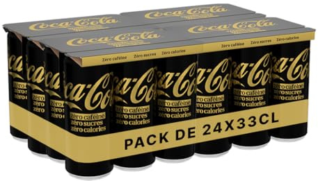 Coca-Cola Zéro Caféine, Zéro Sucres, Zéro Calories, Canettes 33cl, Lot de 24