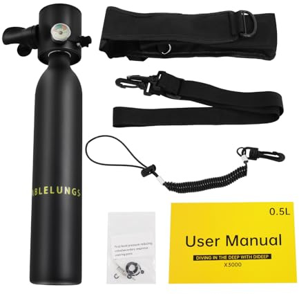 yikmid Minibotella de buceo, con tanque de 0,5 litros con botella de oxígeno de 5 a 10 minutos Equipo de buceo Equipo de buceo portátil, para buceo recreativo, rescate en ríos, práctica de buceo y