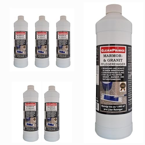 6 x 1 Liter = 6 Liter CleanPrince Marmor- und Granit- Pflegereiniger 1000 ml Feinsteinzeug Naturstein Marmor Marmorreiniger Granit Granitreiniger