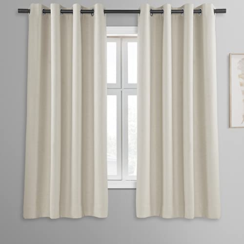 HPD Half Price Drapes Grommet Bellino Textured Faux Linen Room Darkening Curtains 63 Inches Long (1 Panel), Curtains for Bedroom & Living Room, 50W X 63L, Oat Cream