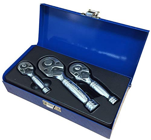 Professional Stubby Ratchet Handle Set - 1/2 3/8 1/4 Square Drive ratchet wrenches