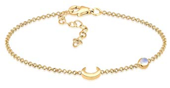 Elli Armband Damen Halbmond Astro Trend mit Mondstein in 925 Sterling Silber rosé-vergoldet