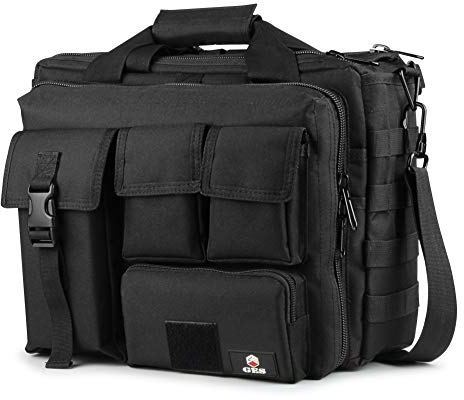 GES Multifunktions Herren Outdoor Tactical Schulter Laptoptasche Militär Nylon Metall Schnalle Laptop Messenger Aktentasche Handtaschen für 17,3 Laptop/Kamera (Schwarz -17.3)