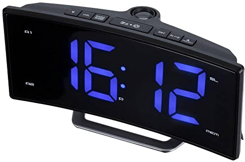 ROXX Radiowecker UKW Radio mit Projektion Jumbo Display 2 Weckzeiten Uhrenradio CR302P
