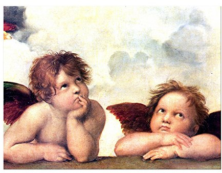 Bilderdepot24 Kunstdruck Poster - Raffael Engel - Detail Sixtinische Madonna 60x40 cm ca. A2 - Alte Meister Bild ohne Rahmen