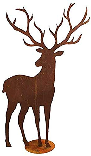 Dekofigur im Rost Design Hirsch groß, 100 cm - Rostfigur für den Garten, Gartendeko