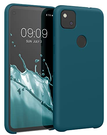 kwmobile Hülle kompatibel mit Google Pixel 4a Hülle - Silikon Handy Case - Handyhülle weiche Oberfläche - kabelloses Laden - Petrol matt