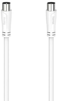 Hama | Cable de antena M-H (Cable de 5m, Ideal para TV por Cable, Enchufe coaxial, 90dB) Color blanco
