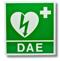 PVS - Cartello segnalatore DAE/AED doppio in alluminio, 34x26 cm, per defibrillatori