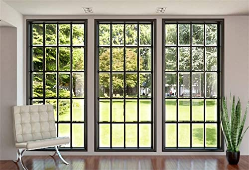 Renaiss 3x2.5m Modernes Villa Wohnzimmer Interieur Hintergrund Französisches Fenster Landschaftsfotografie Hintergrund Büro Arbeitszimmer Dekoration Porträtfotografie Vinyl Foto Studio Requisiten