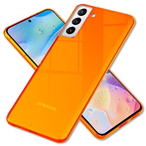 NALIA Neon Silikonhülle für Samsung Galaxy S22 - Hülle, Orange | Rutschfester Grip in der Hand, Kabelloses Laden, Bündiger Kamera-Abschluss, Erhöhter Rand zum Ablegen, VIBE
