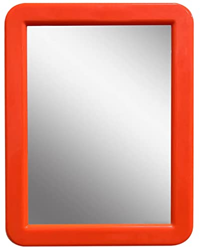 CEREM Magnetischer Spiegel für Spind, 12,7 x 17,8 cm, oranger gerahmter Echtglas-Make-up-Spiegel – Spind-Zubehör für Schule, Zuhause, Fitnessstudio, Büro
