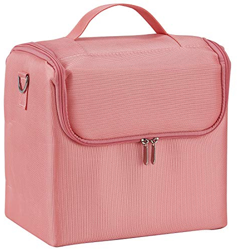 Große Make up Tasche Kosmetiktasche Schminktasche Schminkkoffer Kosmetikkoffer Make up Koffer Make up Case Tragbare Beauty Tasche für Damen und Frauen, Rosa