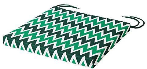SOFTILLO Patio Chair Cushion with Seat Ties - Indoor and Outdoor Furniture Seating - Water-Resistant Polyester - Kitchen Dining, Lawn & Garden - 36 x 36 cm - Zig Zag Green