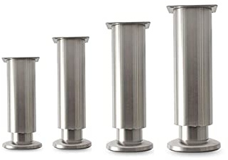HMTE Möbelschrank Metallbeine verstellbar Edelstahl Küchenfüße rund schwarz 120 mm 4 Stück Packung (Größe: 150 mm) (250 mm)
