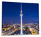 Wallario Herdabdeckplatte/Spritzschutz aus Glas, 2-teilig, 60x52cm mit 8mm hohen Füßen, für Ceran- und Induktionsherde, Fernsehturm Berlin bei Nacht