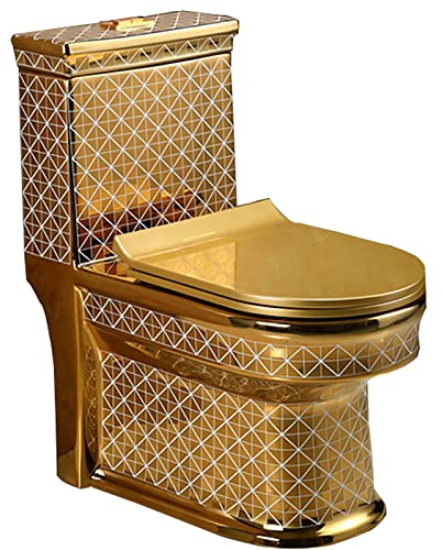 Inodoro dorado Comfort Height Inodoro inteligente alargado de doble descarga de una pieza Super Whirlpool Baño de hotel Desodorante de bombeo Inodoro de cerámica,A400,680x380x760mm